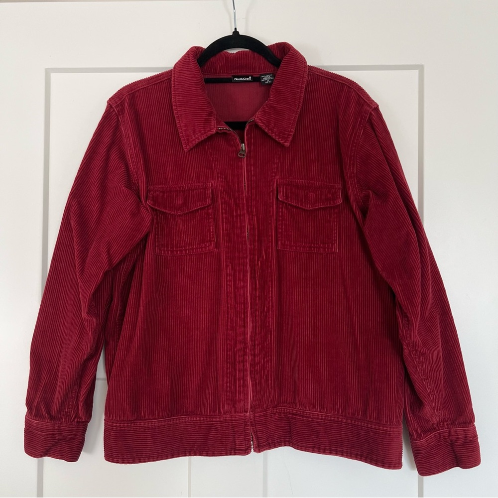Deep Red Corduroy Utility Jacket